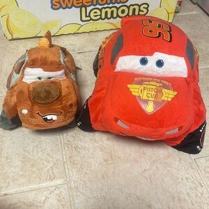 Tow Mater and Lightning McQueen pillow pets
